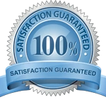 100% satisfaction guarantee seal for Fresno MFP service and commercial copier rentals in the 93720 Woodward Park business district.