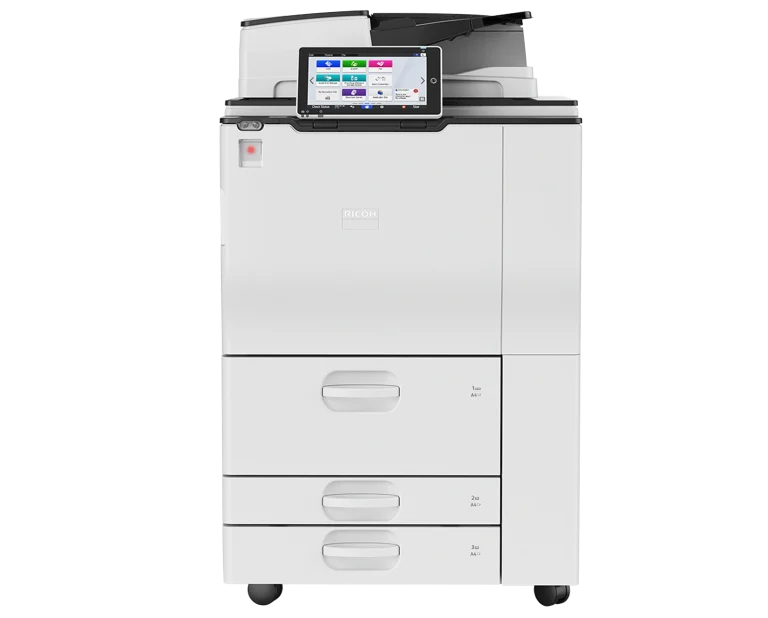 High-performance Ricoh multifunction printer (MFP) for commercial copier rental in the 93720 Woodward Park business district of Fresno.